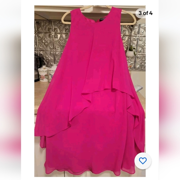 Lauren Ralph Lauren Pink Sleeveless Draped Sheath Dress Sz 16 Flowy Cocktail - Picture 3 of 4